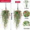 3 Pcs Artificial Hanging Flowers for Outdoors - UV Resistant Fake Trailing Vines, 30" Faux Hanging Plants with Dark Red Blooms, No Fade Silk Ivy for Garden, Porch, Patio & Indoor Wall Decor